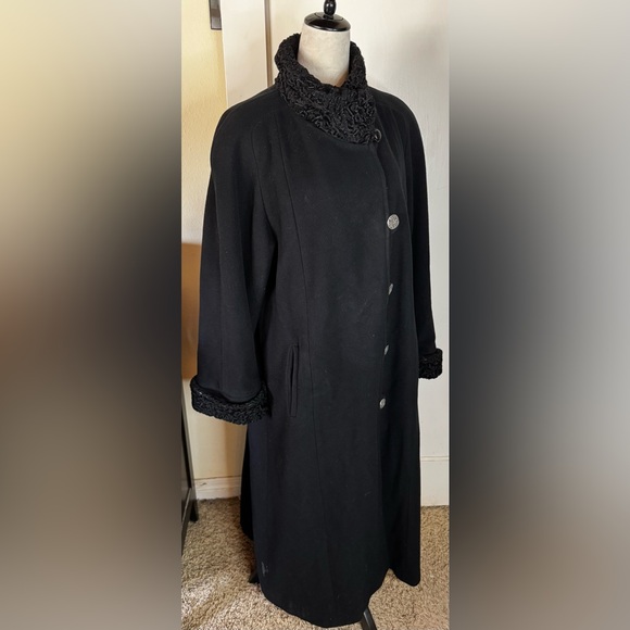 Vintage Wool and Cashmere Trench Coat 90’s Feminine Elegant Goth Duster noir - Picture 4 of 15